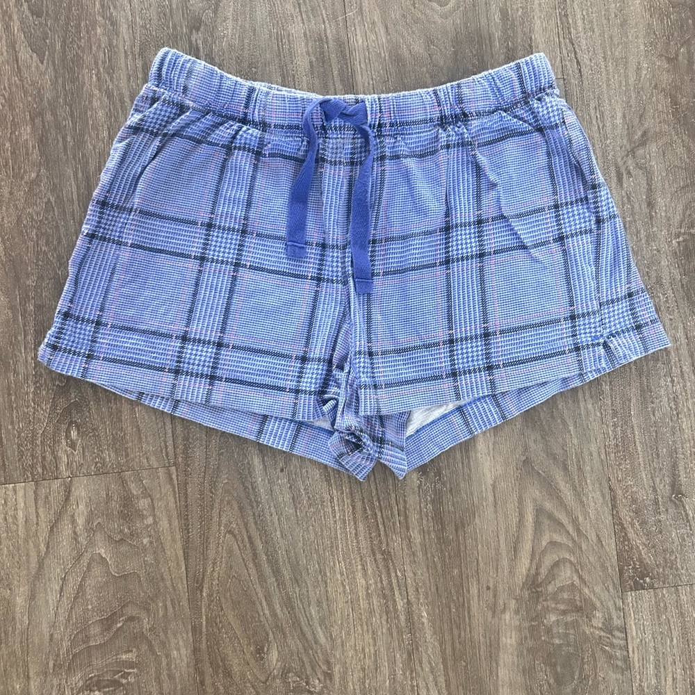 Joe Fresh High Waist Blue Plaid Shorts